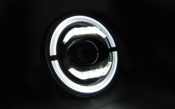 Frontlykter Jeep Wrangler Tj/Lj/Jk 96-18 Angel Eye LED Svart – bilde 3 av 4
