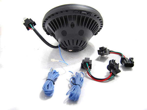 Frontlykter Jeep Wrangler Tj/Lj/Jk 96-18 Angel Eye LED Svart – bilde 4 av 4
