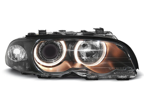 Frontlykter BMW E46 04.99-03 Coupé/Cabrio Angel Eyes Svart – bilde 2 av 4