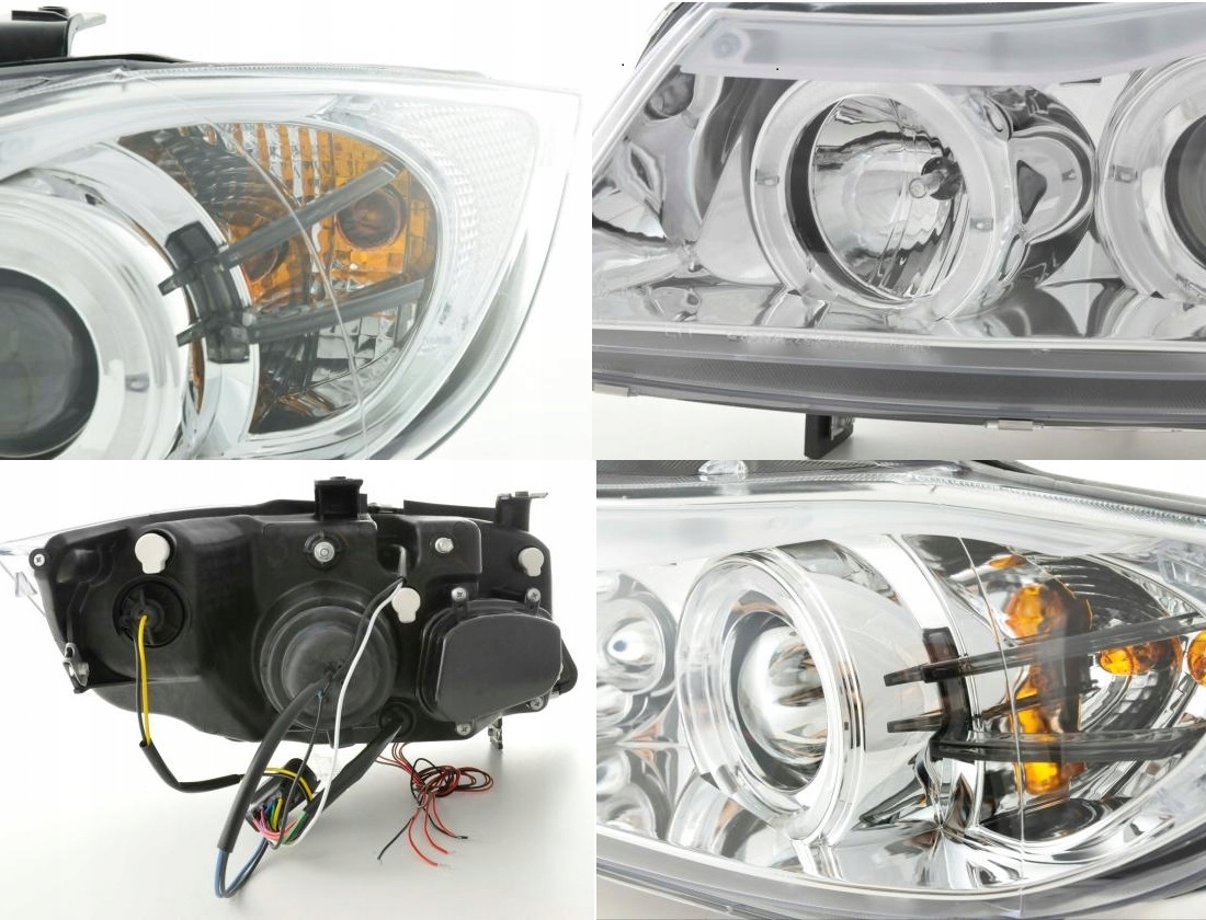 Frontlykter BMW E90/E91 03.05-08.08 Angel Eyes Krom - Bilde 4