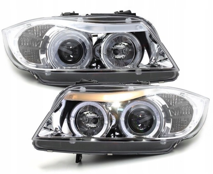 Frontlykter BMW E90/E91 03.05-08.08 Angel Eyes Krom - Bilde 3
