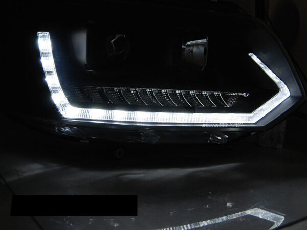 Frontlykter VW T5 2010-2015 Tube Lights DRL Svart SEQ – bilde 3 av 5