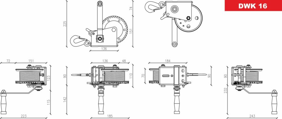 Håndsveiv Vinsj DWK 16 1600 lb/ 725 kg – bilde 2 av 2