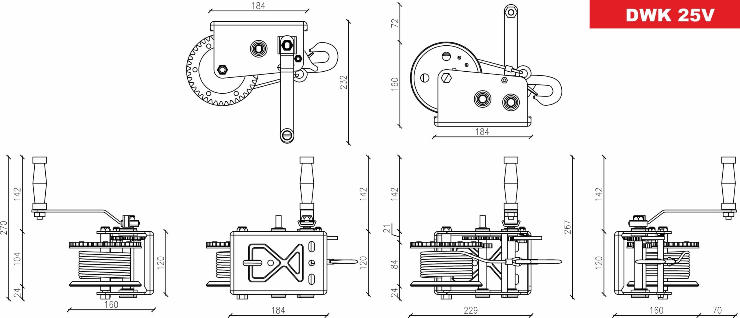 Håndsveiv Vinsj DWK 25V 2500 lb/ 1133kg - Bilde 2