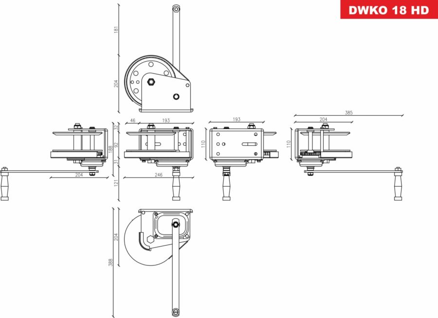 Håndsveiv Vinsj DWK-O 1800 HD 810kg – bilde 2 av 2