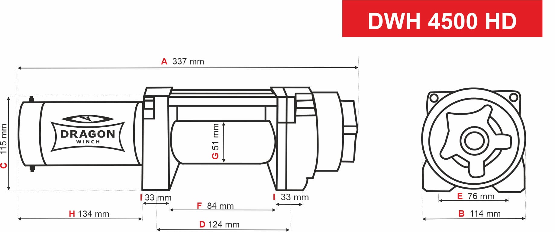 Vinsj DWH 4500 HD (2041 kg) Ståltau - Bilde 2