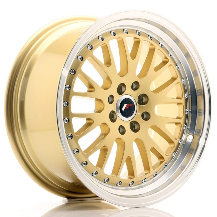 Felg Japan Racing JR10 17x8 ET35 4x100/114 gull med bearbeidet leppe