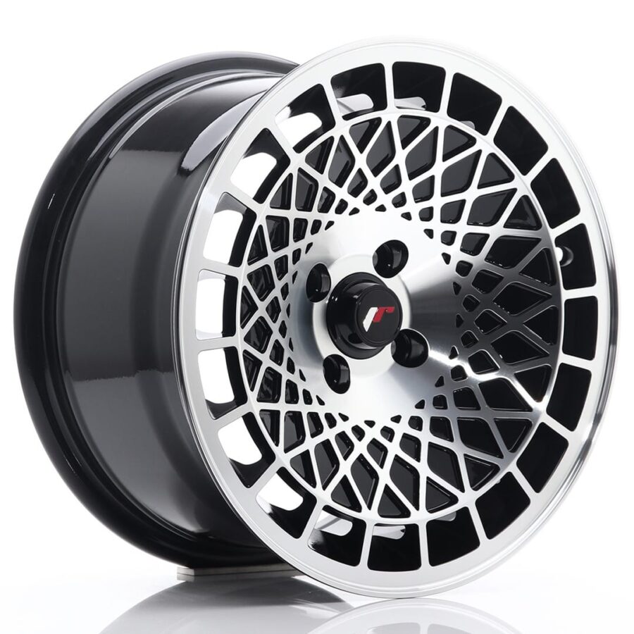 Felg Japan Racing JR14 15x8 ET20 4x100 glanssvart maskinbearbeidet front