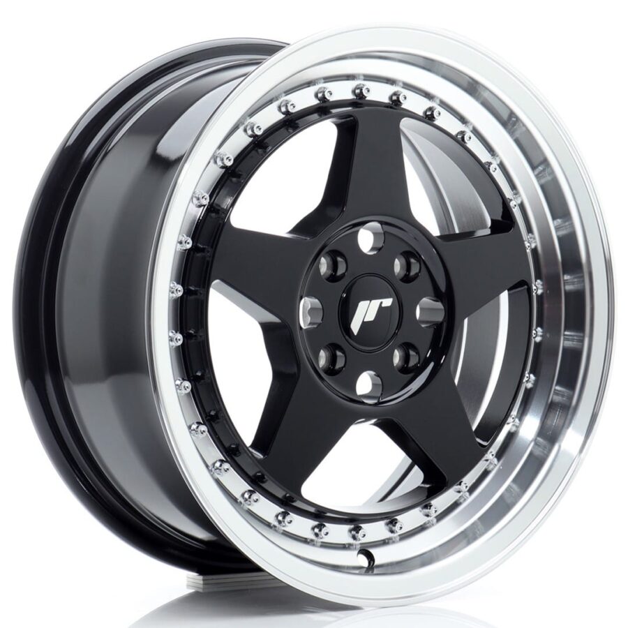 Felg Japan Racing JR6 16x7 ET35 4x100 Gloss Black med Machined Lip