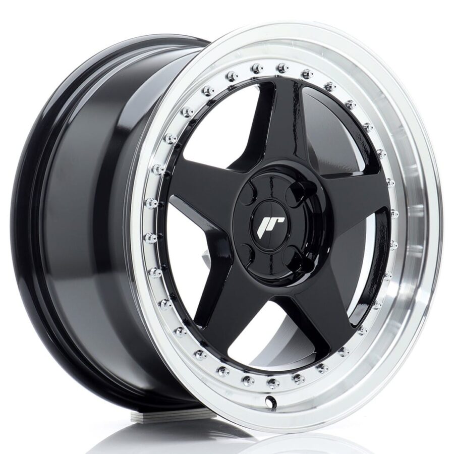 Felg Japan Racing JR6 17x8 ET20-35 4H BLANK Gloss Black med Machined Lip