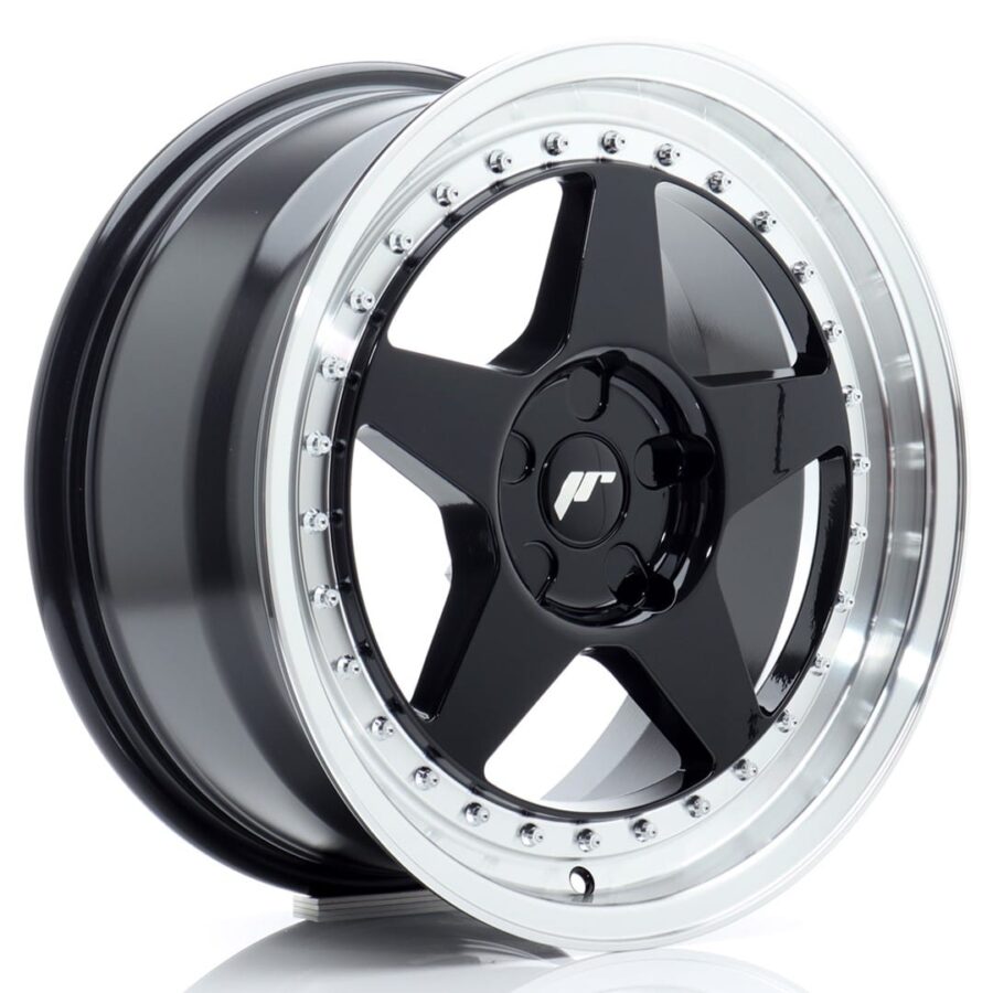 Felg Japan Racing JR6 17x8 ET20-35 5H BLANK Gloss Black med Machined Lip