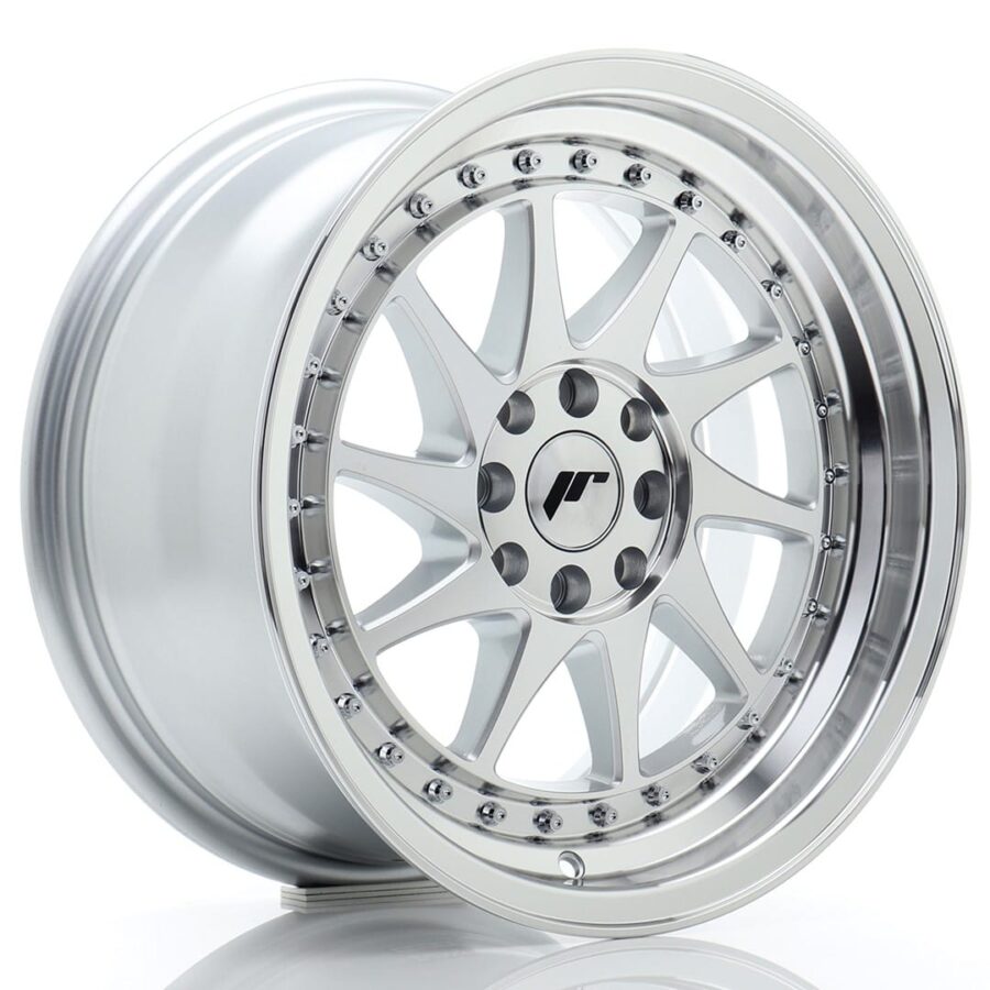 Felg Japan Racing JR26 16x8 ET25 4x100/108 sølvbearbeidet front