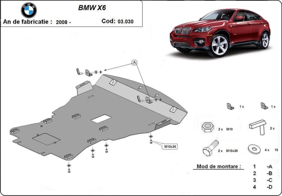Motordeksel i Stål BMW X6 2007-2014 – bilde 2 av 2