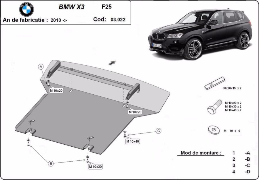 Motordeksel i Stål BMW X3 - F25 2010-2017 – bilde 2 av 14
