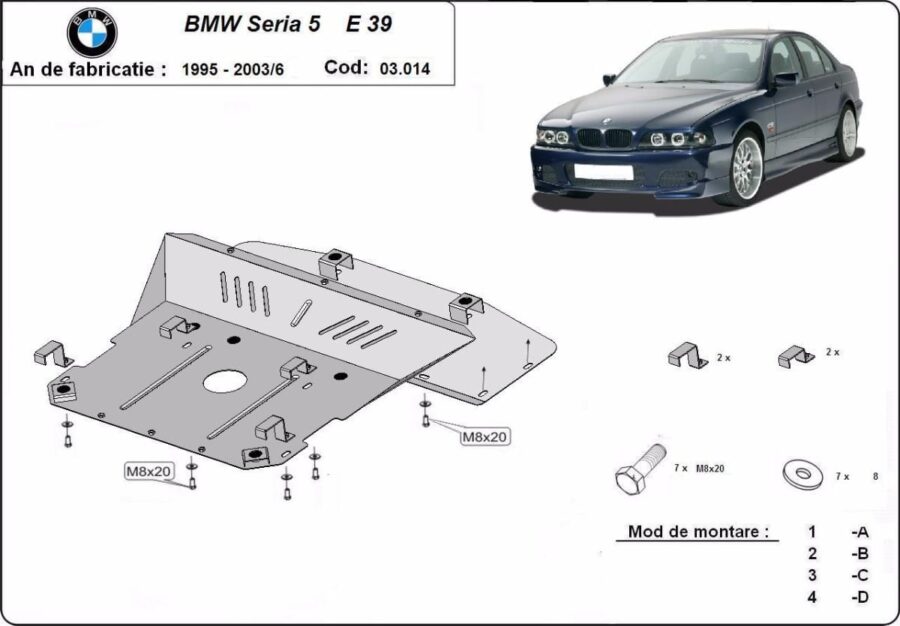 Motordeksel i Stål BMW Seria5 E39 1995-2003 – bilde 2 av 6