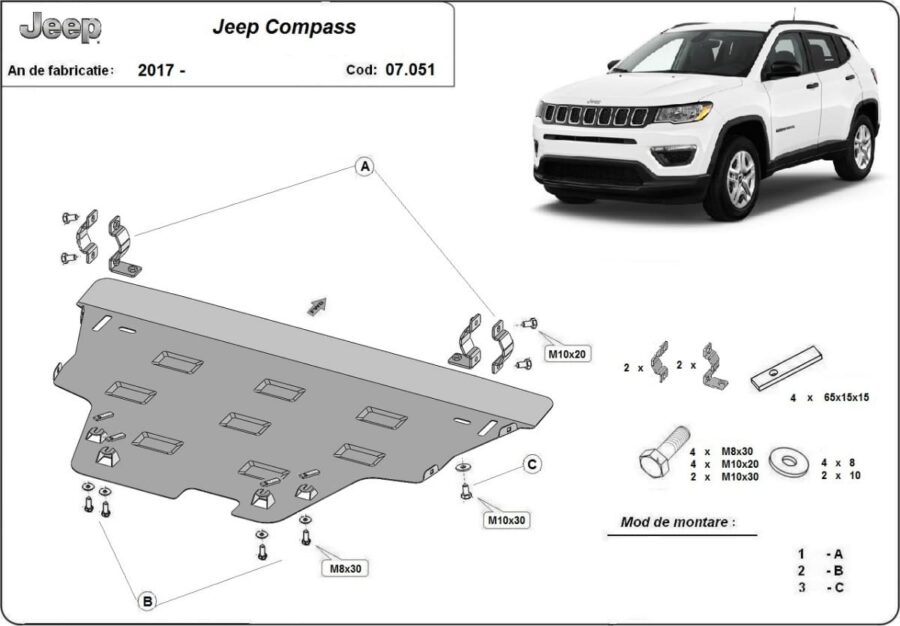 Motordeksel i Stål Jeep Compass 2017-2024 – bilde 2 av 7