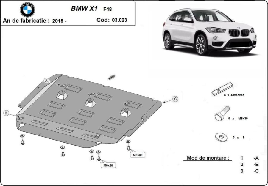 Motordeksel i Stål BMW X1 F48 2015-2022 – bilde 2 av 6