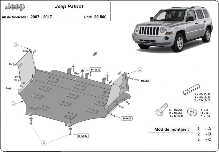 Motordeksel i Stål Jeep Patriot 2007-2017 – bilde 2 av 4