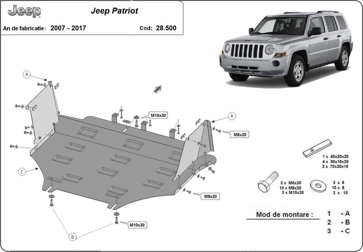 Motordeksel i Stål Jeep Patriot 2007-2017 - Bilde 2