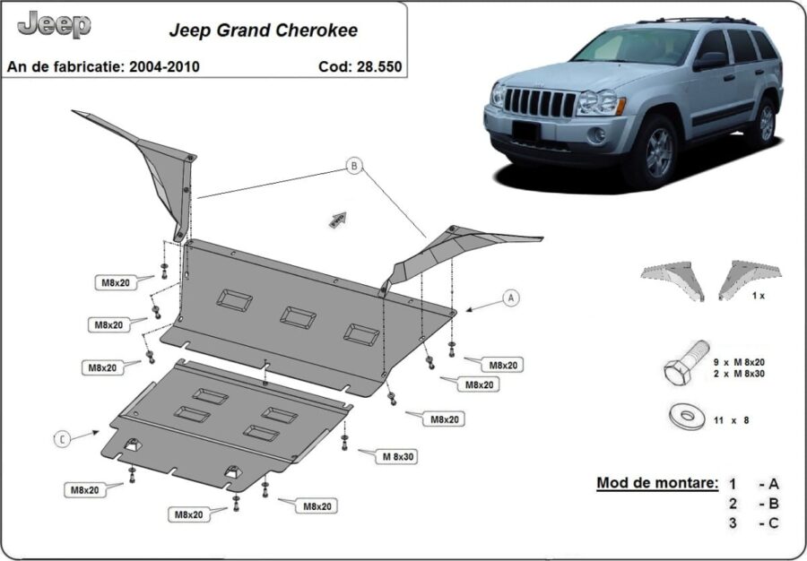 Motordeksel i Stål Jeep Grand Cherokee 2005-2010 – bilde 2 av 9