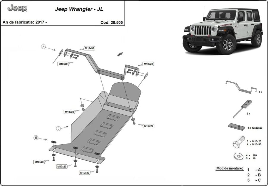 Motordeksel i Stål Jeep Wrangler - JL 2017-2024 – bilde 2 av 12