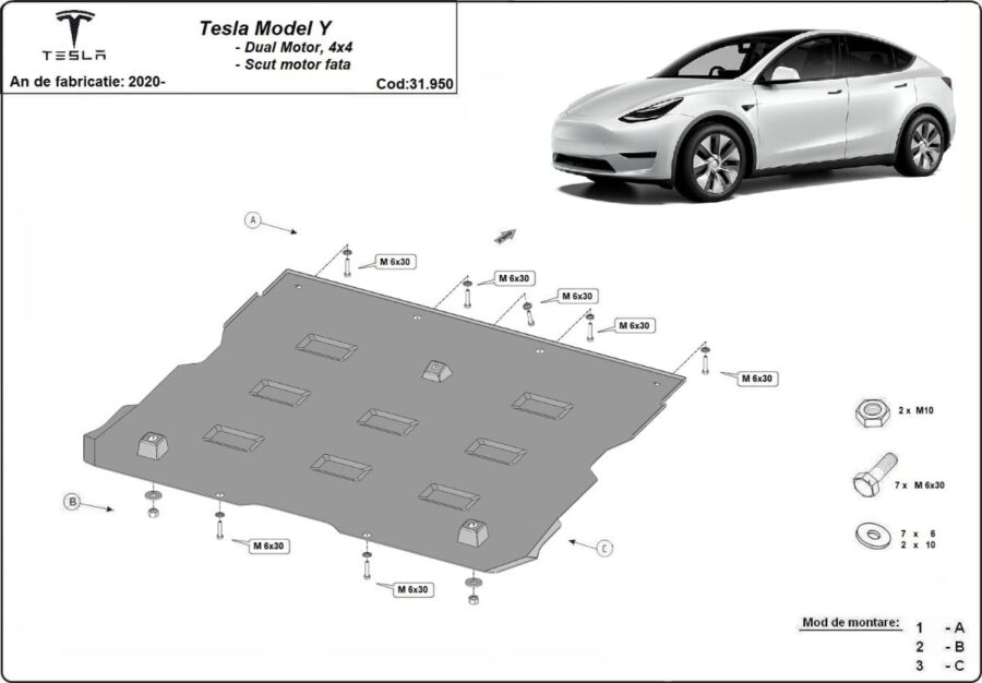 Frontdeksel for elmotor Tesla Model Y AWD 2020-2024 – bilde 2 av 6
