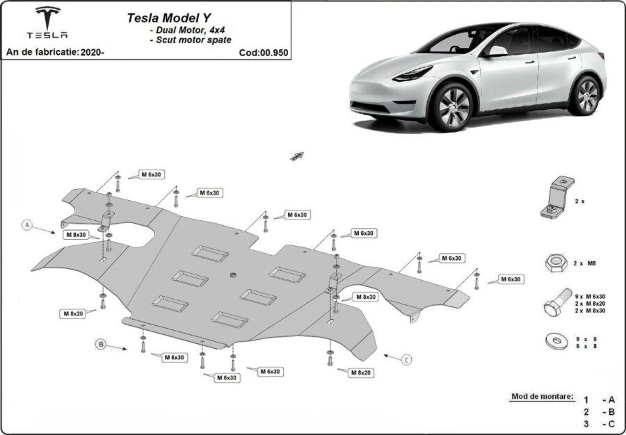 Motordeksel bak Tesla Model Y AWD 2020-2024 – bilde 2 av 5