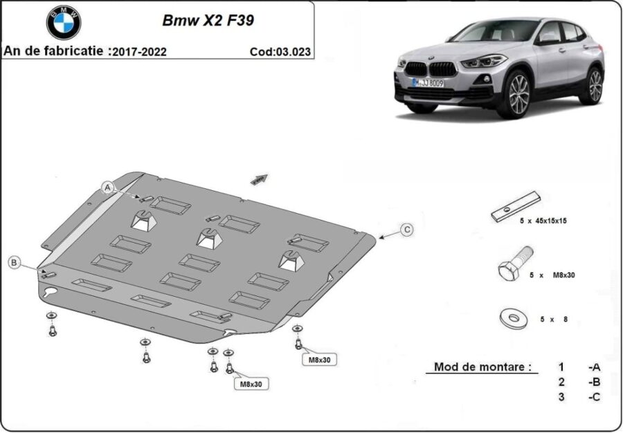Motordeksel i Stål BMW X2 F39 2017-2022 – bilde 2 av 8