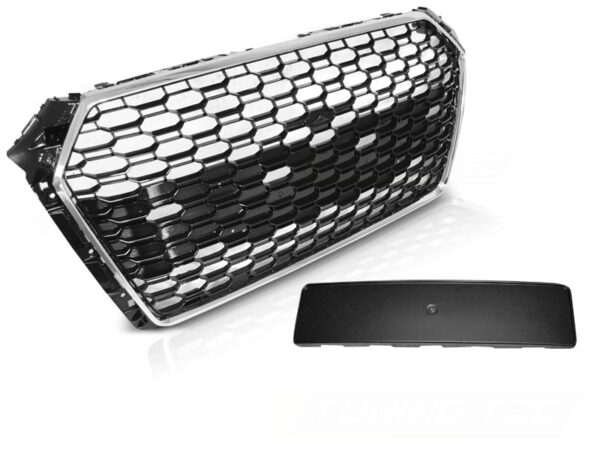 Grill Audi A4 B9 15-19 Sport Uten PDC-holder Krom/Svart