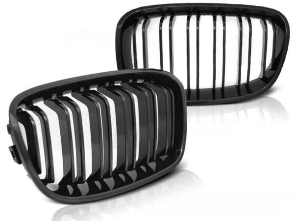 Grill BMW F20 F21 11-12.14 Sport Style Double Bar Blank Svart