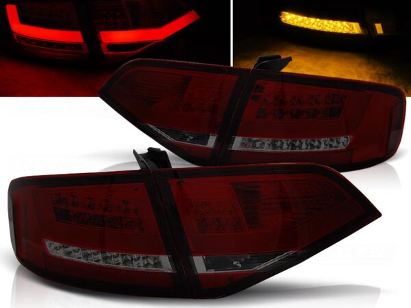 Baklykter Audi A4 B8 08-11 Sedan LED Bar Rød/Røykfarget – for original LED – bilde 1 av 2