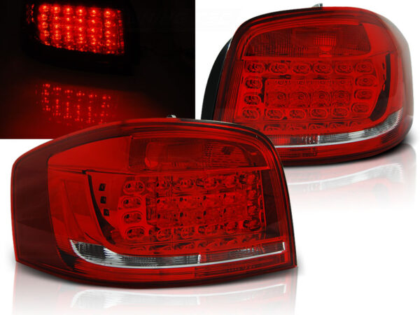 Baklykter Audi A3 08-12 Hatchback 3D LED Rød/Hvit – bilde 1 av 2