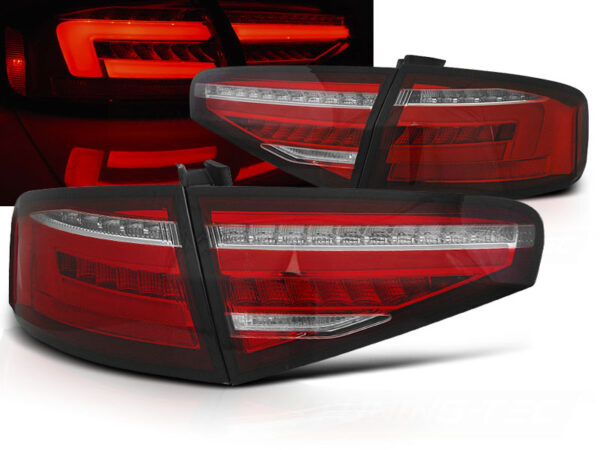 Baklykter WHIE Audi A4 B8 12-15 Sedan OEM BULB LED Bar SEQ Rød – for original pæretype – bilde 1 av 2