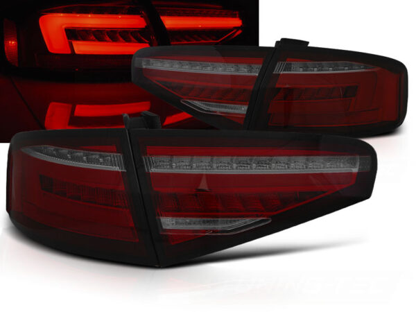Baklykter Audi A4 B8 12-15 Sedan OEM BULB LED Bar SEQ Rød/Røykfarget – for original pæretype – bilde 1 av 2