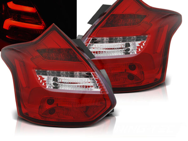 Baklykter Ford Focus 3 11-10.14 Hatchback IND. LED Bar SEQ Rød/Hvit – bilde 1 av 2