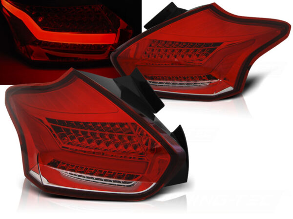 Baklykter Ford Focus 3 15-18 Hatchback LED Bar SEQ Rød/Hvit – bilde 1 av 2