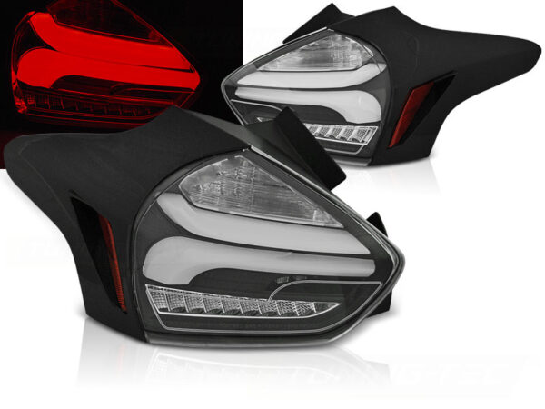 Baklykter Ford Focus 3 15-18 Hatchback LED Bar SEQ Svart – bilde 1 av 2