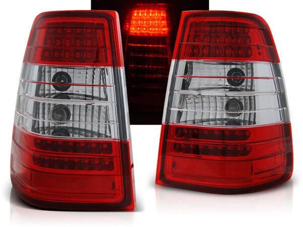 Baklykter Mercedes W124 E-Class Stasjonsvogn 09.85-95 LED Rød/Hvit – bilde 1 av 2