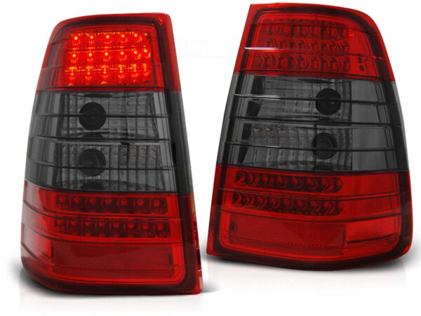 Baklykter Mercedes W124 E-Class Stasjonsvogn 09.85-95 LED Rød/Røykfarget