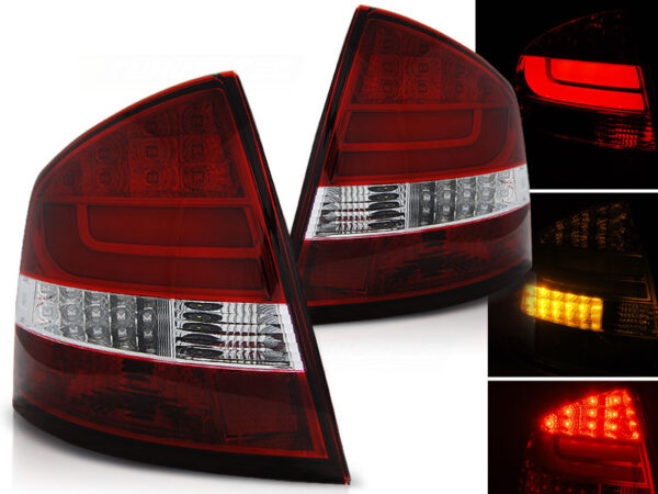 Baklykter WHIE Skoda Octavia II Sedan 04-12 LIFTBACK LED Bar Rød – bilde 1 av 2