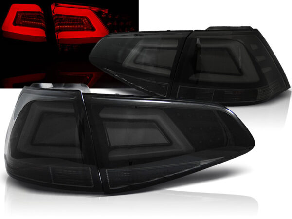 Baklykter VW Golf 7 13-17 Hatchback LED Bar Svart/Røykfarget – for original LED – bilde 1 av 2