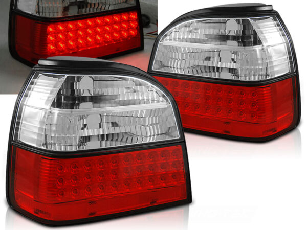 Baklykter VW Golf 3 09.91-08.97 Hatchback, Cabrio LED Rød/Hvit – bilde 1 av 2