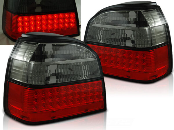 Baklykter VW Golf 3 09.91-08.97 Hatchback, Cabrio LED Rød/Røykfarget – bilde 1 av 2