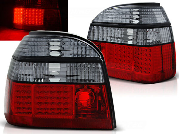 Baklykter VW Golf 3 09.91-08.97 Hatchback, Cabrio LED Rød/Røykfarget – bilde 1 av 2