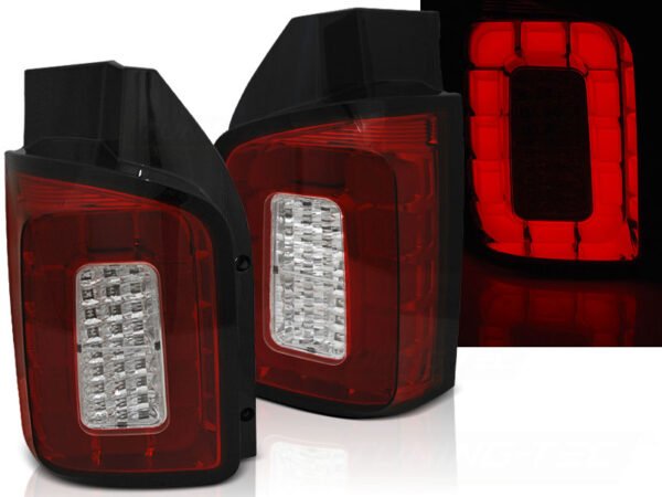 Baklykter WHIE VW T6 15-19 TRANSPORTER Dobbel Bakdør LED Bar Rød – for original pæretype – bilde 1 av 2