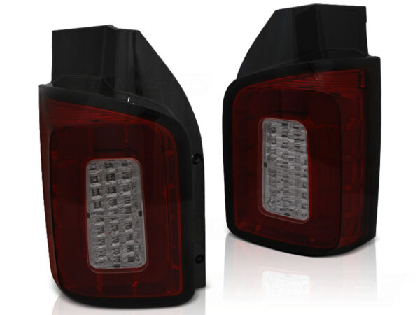 Baklykter VW T6 15-19 TRANSPORTER Dobbel Bakdør LED Bar Rød/Røykfarget – for original pæretype – bilde 2 av 2