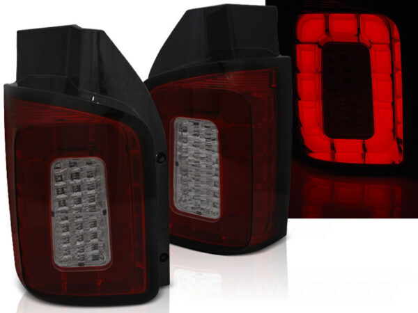 Baklykter VW T6 15-19 TRANSPORTER Dobbel Bakdør LED Bar Rød/Røykfarget – for original pæretype – bilde 1 av 2