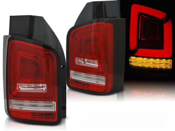 Baklykter VW T6 15-19 TR Dobbel Bakdør LED Bar SEQ Rød/Hvit – for original pæretype – bilde 1 av 2