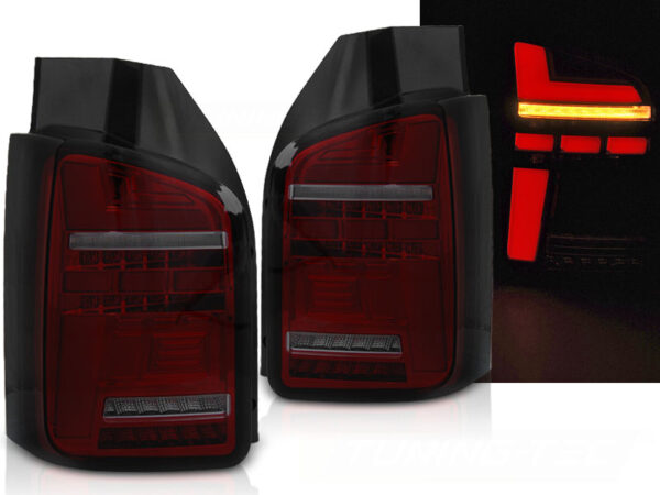 Baklykter VW T6.1 20- OEM BULB Dobbel Bakdør LED Bar SEQ Rød/Røykfarget – for original pæretype – bilde 1 av 2