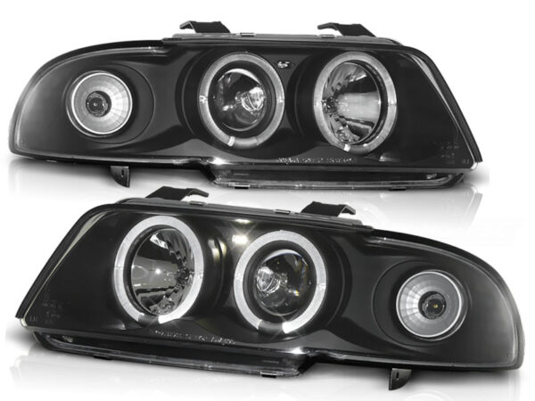 Frontlykter Audi A4 11.94-12.98 Angel Eyes Svart